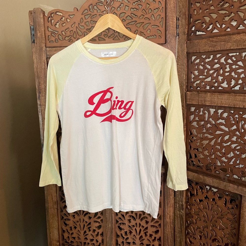 Anine Bing Yellow Baseball Tee